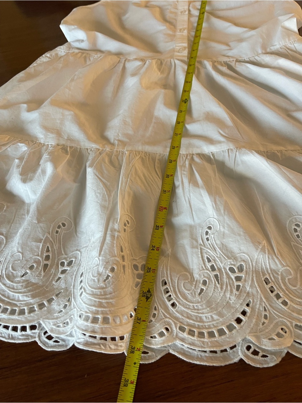 GAP White Eyelet Tiered Sleeveless Shirt Dress with Slip Lining & Pockets - Picture 7 of 9
